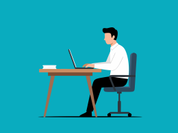 Free office worker computer vector
